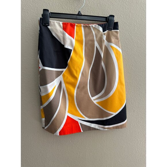 Worthington Petite Womens Multicolor Abstract Print Skirt 6P Cotton Back Zip - Picture 2 of 7
